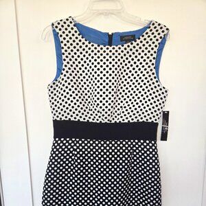 Tahari Arthur S. Levine Dresses Black and White Polka Dot sleeveless Dress NWT